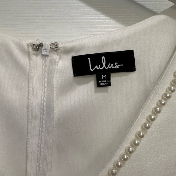 Lulus white long sleeve dress with pearl neckline - Picture 4 of 6